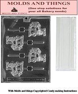 CAROUSEL HORSE lolly chocolate candy mold with &copy; molding Instructions + 50 Lollipop Sticks