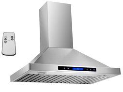 AKDY 30" Convertible Wall Mount Stainless Steel Ductless/Ventless Range Hood with Remote N3
