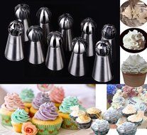 Ylife 10pcs/ set Sphere Ball Tips Russian Icing Piping Nozzles Tips Pastry Cake Fondant Cupcake