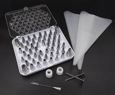 Funwhale Stainless Steel Cake Master Decorating Tip Set, 59pc, Lcing Tips Set Piping Tips DIY Baking Tools with...