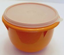 Vintage Tupperware Small Harvest Orange 4 Cup Mixing Bowl with Sheer Lid