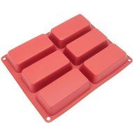 Freshware CB-104RD 6-Cavity Mini Silicone Mold for Soap, Bread, Loaf, Muffin, Brownie, Cornbread, Cheesecake,...