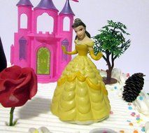 Beauty and the Beast Birthday Cake Topper Set Featuring Belle, The Beast and Other Decorative Themed Accessories