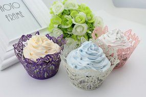 Finex&reg; 100pcs *Butterfly* Wedding Cupcake Liner Wrappers Muffin Wrapper Paper Baking Party Decoration (Blue) N3