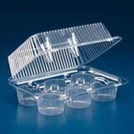 Oasis Supply PJP LBH-6656-1 6-Compartment Cupcake Container with Hinged Lid, Clear