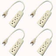 JFullerton Bundle 4 Sets Of 120 Volt 1 ft Grounded Power Cord w/ 3 Outlet Power Strip