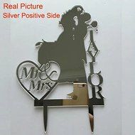 GOOSE LOVER(TM) Bride And Groom Silhouette Wedding Cake Topper With Dog And Cat, Acrylic Wedding Cake Topper,... N3