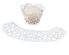 White Laser Cut Cupcake Collars Wrappers (2-Pack of 24)