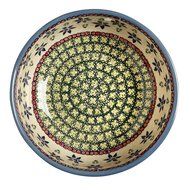 Ceramika Wiza Genuine Polish Pottery Blue Green Floral Mixing Bowl, 8-Inch