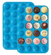 Homankit 2 Pack Silicone Mini Muffin Pan - 24 Cups Blue Mold &amp; Baking Tray - Reusable, Non-Stick Bakeware for...