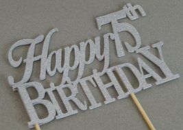 All About Details Silver Happy-75th-birthday Cake Topper