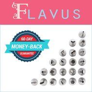 Flavus Cake/Cupcake Decorating Tip Set - professional 28 piece numbered icing tips kit with a FREE BONUS, a coupler...