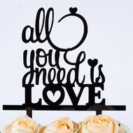 LOVENJOY with Gift Box All You Need is Love Monogram Wedding Engagement Cake Topper Gold Glitter, 6-inch N5