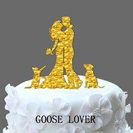 GOOSE LOVER(TM) Bride And Groom Silhouette Wedding Cake Topper With Dog And Cat, Acrylic Wedding Cake Topper,... N4