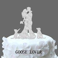 GOOSE LOVER(TM) Bride And Groom Silhouette Wedding Cake Topper With Dog And Cat, Acrylic Wedding Cake Topper,... N5