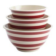 Paula Deen Pantryware 3-Piece Mixing Bowl Set, Striped Red