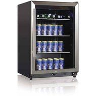 Midea WHS-169SE Compact Beverage Cooler, Holds 138 Cans, Black with Stainless Steel Door