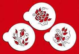 Designer Stencils C809 Roses are Red Cookie Stencil Set, Beige/Semi-Transparent N3