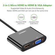 Ugreen Active Micro HDMI to HDMI VGA Video Converter Adapter with 3.5mm Audio Jack and Micro-USB Power for Ultrabooks... N5