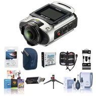 Ricoh WG-M2 4K 8MP Action Camera Kit, Silver - Bundle w/Camera Case, Spare Battery, 32GB Class 10MicroSDHC Card...