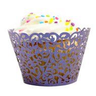 DDLBiz Little Vine Lace Laser Cut Cupcake Wrapper Liner Baking Cup Muffin(Packing of 24 pcs) (Black) N3