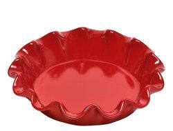 Emile Henry Ruffled Pie Dish - 10.5"/1.25 qt, Burgundy