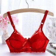 PHOTNO Women Push Up Deep V Ultrathin Underwire Padded Lace Brassiere Bra Big Size
