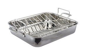 Lenox L-12171 3-Ply SS Roaster and Rack, 16-Inch, Silver N2
