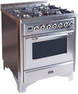 30" - 5 Burner Dual Fuel Range with Convection Oven Finish: Burgundy