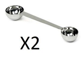 RSVP Double Ended Coffee Scoop 1 Tbsp/2 Tbsp Stainless Steel New 7-3/4" (2-Pack)
