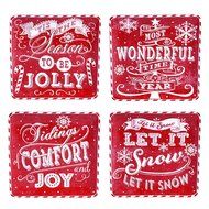 Certified International Chalkboard Christmas Dessert Plates (Set of 4), 8.25", Red