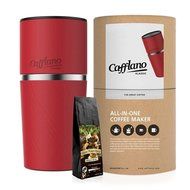 Cafflano Klassic- Portable All-in-One Pour Over Coffee Maker with Whole Bean Coffee Sample (RED)