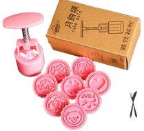 Father.son China's Mid-Autumn Festival Moon cake mold DIY tools set (Flower of 6 50g)