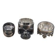 New Chic Portable Bronze Crown King Skull Cigarette Herb Grinder 3 Parts Herb Grinder with Pollen Catcher Nice...