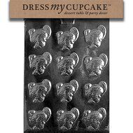 Dress My Cupcake DMCT003 Chocolate Candy Mold, Small Turkeys, Thanksgiving