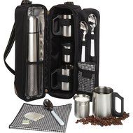 Picnic at Ascot - Deluxe Vienna Travel Coffee Tote for 2 Including Stainless Vacuum Flask, Cups, Creamer and Teaspoons N2
