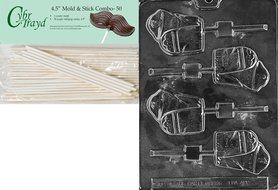 Cybrtrayd 45St50-H098 Gravestone Lolly Halloween Chocolate Candy Mold with 50 4.5-Inch Lollipop Sticks