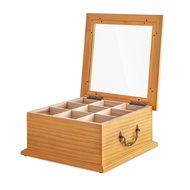 Wooden Tea Box, Tea Storage, Gourmet Tea Bag Organizer &amp; Holder, Clear Lid, 9 Compartment, 180+ Bags
