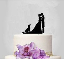 ShinyBeauty Wedding-Cake-Topper-Dog,Mr and Mrs Cake Topper,Acrylic Cake Topper,Silhouette Cake Topper (Design 5)