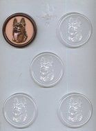 CK Products German Shepherd Head on 2-1/2-Inch Round Chocolate Mold