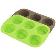 Yilove 6 Cup Silicone Muffin Pan,Set of 2 (Coffee brown and Lemon green) N3