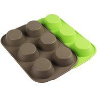 Yilove 6 Cup Silicone Muffin Pan,Set of 2 (Coffee brown and Lemon green) N5