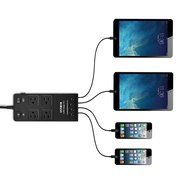 Vinpie Portable International 4-Outlet Surge Protector Travel Charger with 4-USB Charger Ports, Power Strip Charging... N7