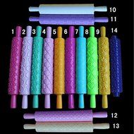 1x Chic Embossed Rolling Pin Fondant Cake Sugarcraft Decorating Mold Tools (Pink)