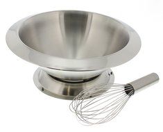 Stainless Steel Whisk Bowl with Stand and Whisk - Cooking Baking Mixing - Silver