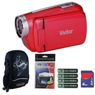 Vivitar DVR508 Strawberry Red Digital Video Camera Camcorder Plus 4GB Accessory Kit N5