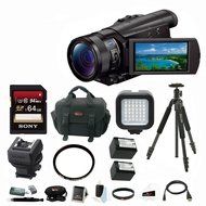 Sony 4K Ultra HD Camcorder (Black) with Silk Sprint Tripod &amp; 64GB Memory Card Accessory Bundle N4