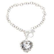 Fashion Women 925 Silver Plated Bangle Bracelet Crystal Charm Chain for Ladies