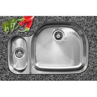 Ukinox D537.70.30.10R Modern Undermount Double Bowl Stainless Steel Kitchen Sink by Ukinox