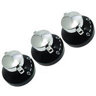 Brand New World Gas Hob Oven Cooker Knobs Flame Control Switch (Pack of 3, Black / Silver) N2
